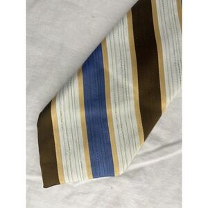 Vintage Sears Men's Store Tie Brown Blue & Gold Stripes Polyester